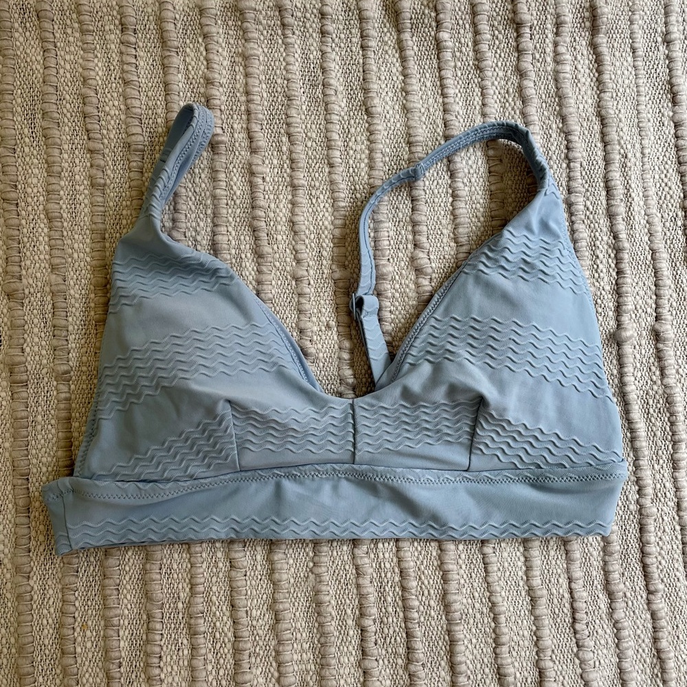 AERIE JACQUARD LONGLINE V SCOOP BIKINI TOP